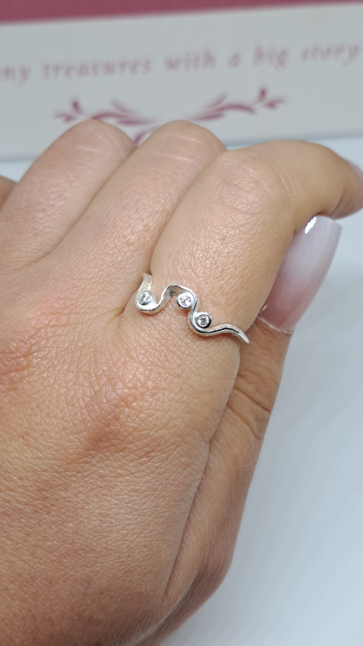 Wave sterling silver ring