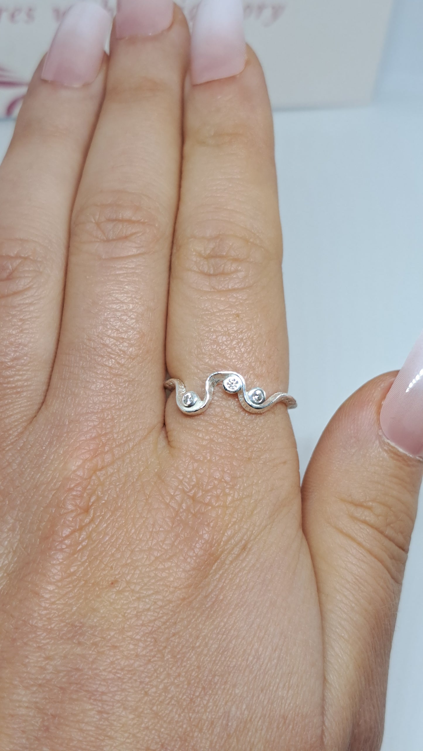 Wave sterling silver ring