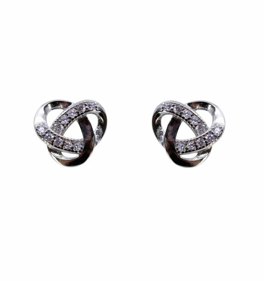 Silver knots Clear CZ Stud Earrings