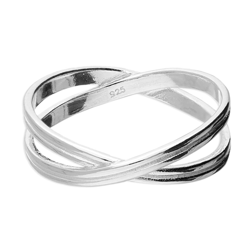 Crossover sterling silver ring