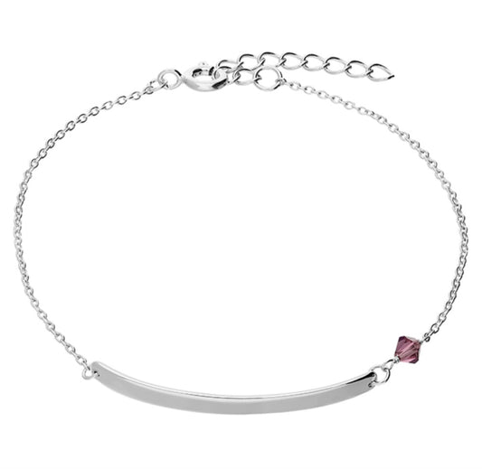 Sterling Silver Bracelet
 Birthstone FEBRUARY