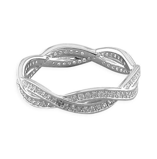 Entwined eternity sterling silver ring